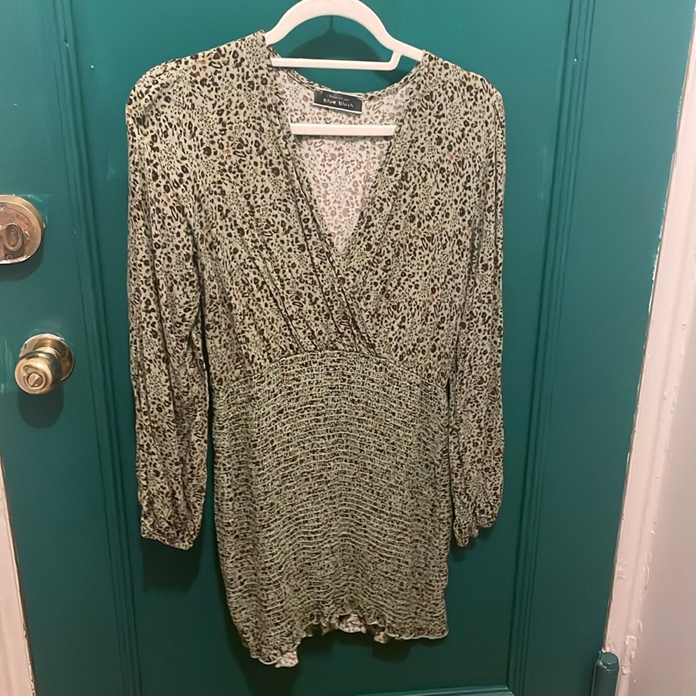 Green cheetah dress
